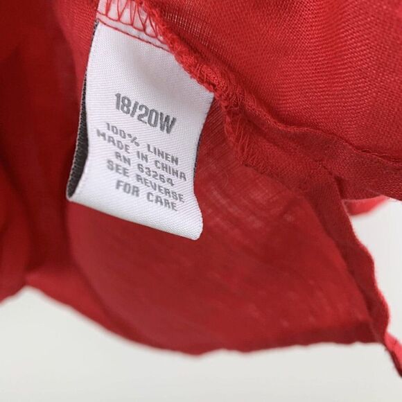 Dress Barn 100% Linen Red Button Up Shirt 3/4 Sleeve Size 18/20W - Picture 5 of 5